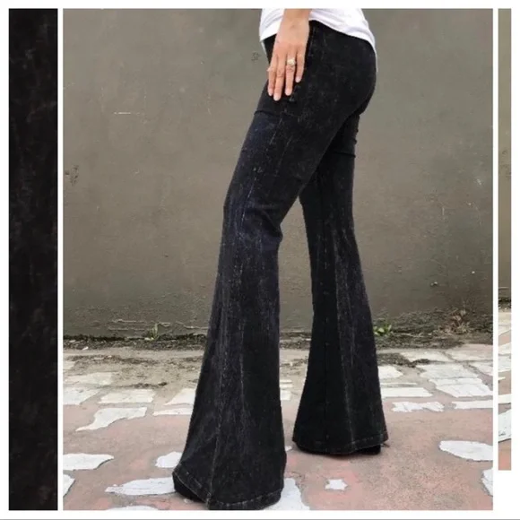 06 Modern Velour Must Have Black Bell Bottoms pants - Picture 2 of 5
